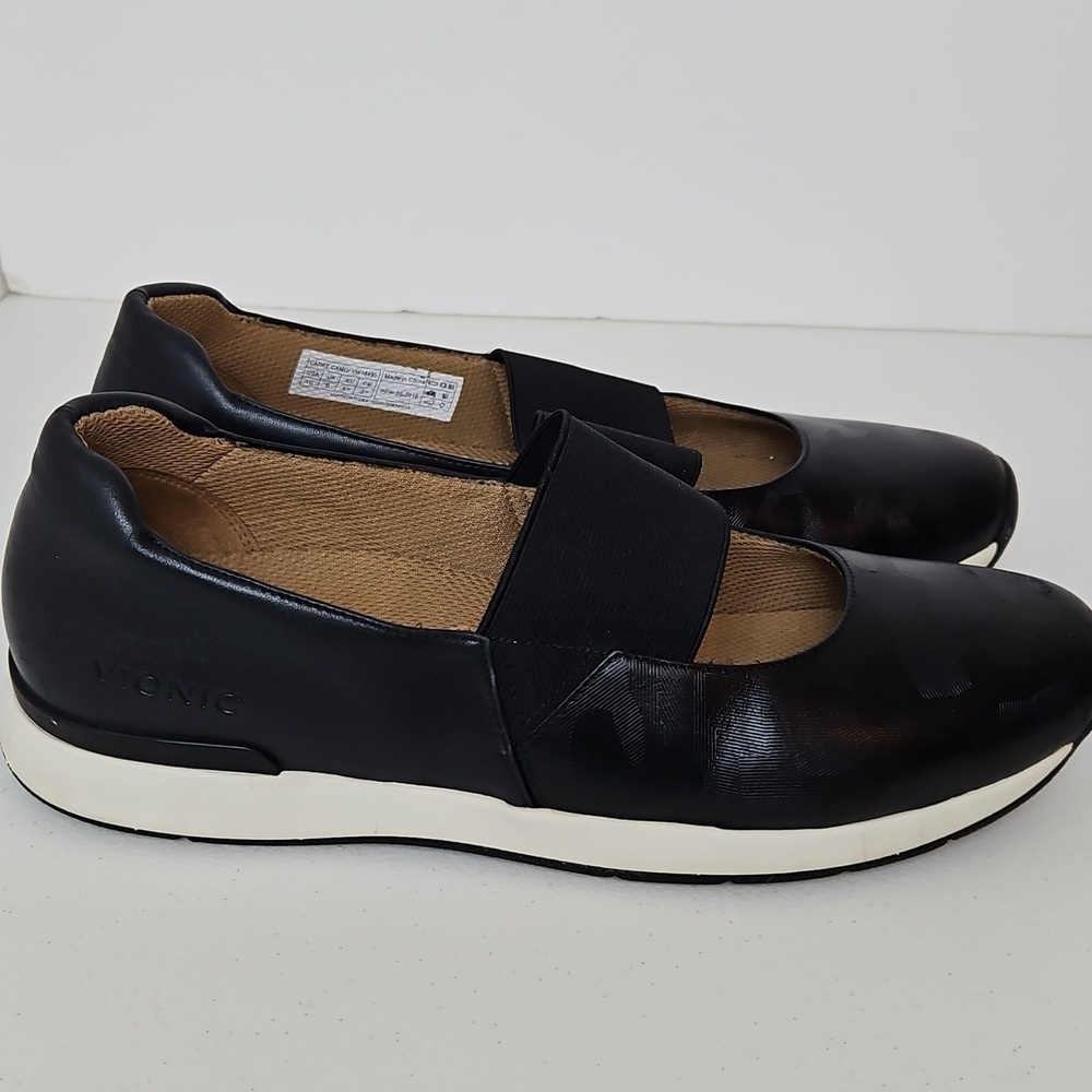 Vionic Cadee Black Camo Leather Slip On Mary Jane Shoes Orthotic Size 10 - Picture 5 of 12